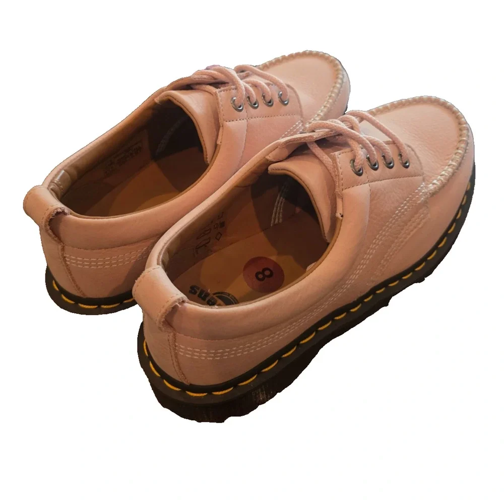 Dr. Martens Lowell Lace-Up Shoes Women 9 Pink Nubuck Leather Moc Toe Casual NWOB